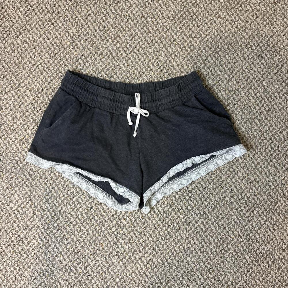 Cute vintage y2k low rise gray lace micro sweat shorts